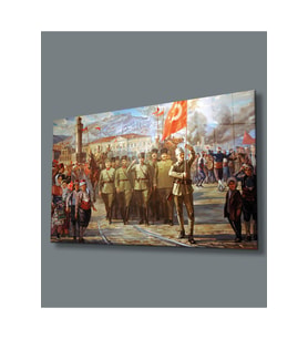 Atatürk Cam Tablo 4mm Dayanıklı Temperli Cam, Atatürk Glass Wall Art (Çok Renkli)