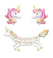 Unicorn Şekilli Happy Birthday Folyo Balon Set