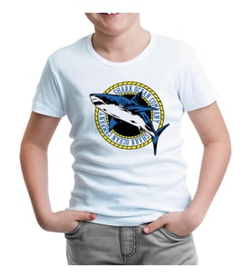 Shark Ocean Logo Beyaz Çocuk Tshirt