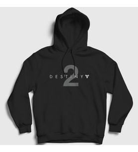 Presmono Unisex Beyaz Logo Oyun Destiny 2 Kapüşonlu Sweatshirt 554813tt (Siyah)