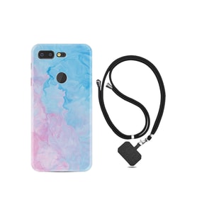 General Mobile Gm9 Pro Kılıf Desenli Silikon Boyun Askılı Pink Blue Abstract 1385