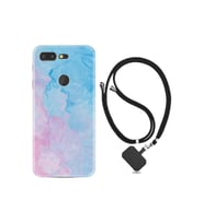 General Mobile Gm9 Pro Kılıf Desenli Silikon Boyun Askılı Pink Blue Abstract 1385