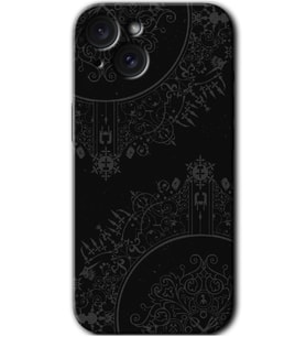 İphone 15 Kılıf HD Desen Baskılı Kılıf - Siyah Mandala