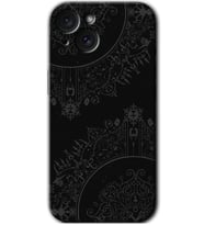 İphone 15 Kılıf HD Desen Baskılı Kılıf - Siyah Mandala