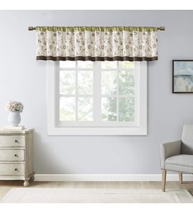 Serene Nakış Oda-Koyu Saçaklı Pencere İşlem Çubuğu Cep/Arka Sekme Kısa Drape, 127 x 45 cm, Yeşil