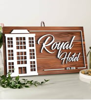 BK Gift Kişiye Özel Hotel Tasarımlı Dekoratif Ahşap Tabela
