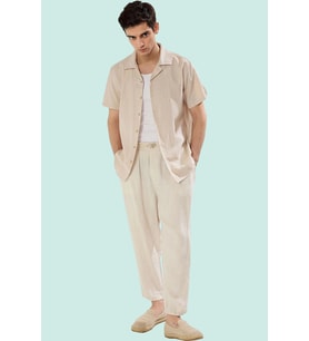 Erkek Basic Relaxed Fit Kısa Kollu Gömlek Pamuklu Günlük Kullanım Yaz Aylarının Vazgeçilmezi (Vizon)