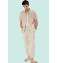 Erkek Basic Relaxed Fit Kısa Kollu Gömlek Pamuklu Günlük Kullanım Yaz Aylarının Vazgeçilmezi (Vizon)