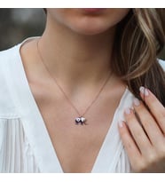 Mine İşli Rose Gold Kaplama Bereket Fili Gümüş Kolye