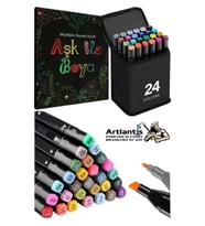 24 Adet Çift Taraflı Marker Kalem Çantalı 1 Paket 24 Renk Touch Markör Aşk İle Boya Mandala Büyüklere Boyama Kitabı