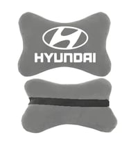 Hyundai Logolu Gri Ortopedik Oto Boyun Yastığı  Koltuk Yastığı  Boyun Yastığı  Papyon Yastık  2 Adet