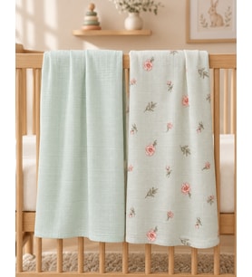 Vanilya Baby %100 Pamuk Çok Amaçlı Yenidoğan Bebek Müslin Örtü 2li - 80x100cm-Oeko-tex sertifikalı