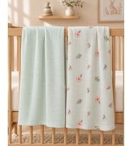 Vanilya Baby %100 Pamuk Çok Amaçlı Yenidoğan Bebek Müslin Örtü 2li - 80x100cm-Oeko-tex sertifikalı