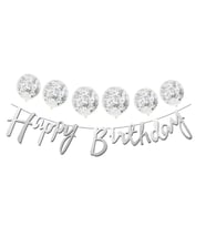 Metalize Happy Birthday Gümüş Banner Set