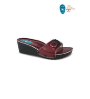 Ceyo 9969-1 Dolgu Topuk Jelli Anatomik Taban Kadın Terlik Kırmızı 36-40