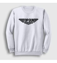Presmono Unisex Beyaz Logo Maverick Tom Cruise Pilot Film Top Gun Sweatshirt 459662tt (Beyaz)