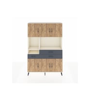 Arges Dolap 9 Raflı 3 Çekmeceli 6 Kapaklı 132x30x195 Aytaşı-Çam/Antrasit