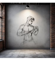 Fitness Erkek Figürü Metal Duvar Dekoru – Kaslı Vücut Modern Sanat Tasarımı (Siyah)