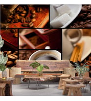 Kahve Kolajlı Cafe Duvar Kağıdı Baskı