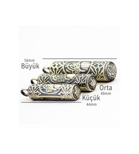 Tuğralı Silindir Yuvarlak Gümüş Muska Haznesi Deri Kolye Hediyeli Küçük Sevgiliye,babaya,eşe