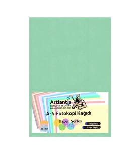 Çağla Yeşil Renkli A-4 Fotokopi Kağıdı 25 li 1 Paket Artlantis Fotokopi Renkli A4 Kağıdı