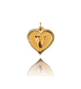 0.25 Gram 14 Ayar V Harfi Kalp Kolye Ucu