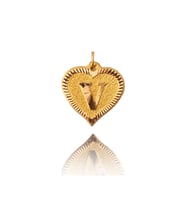 0.25 Gram 14 Ayar V Harfi Kalp Kolye Ucu