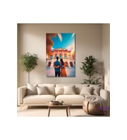 Tekli Dikey Kanvas Modern Salon Tablosu Celsus Kütüphaanesi Tasarımı