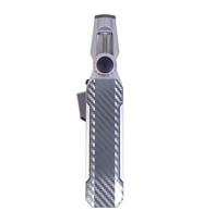 Parmida Tek Torch Pürmüz Oynar Başlıklı Karbon Desenli Gümüş Masa Tipi Metal Puro Çakmağı - TR9244