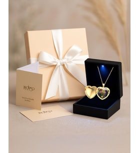 Fotoğraflı Açılabilir Kalp Premium Hediye Kutulu Gümüş Kolye (Gold)