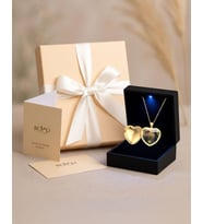 Fotoğraflı Açılabilir Kalp Premium Hediye Kutulu Gümüş Kolye (Gold)