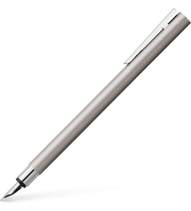 Faber-Castell 342100 - Dolma Kalem Neo Slim Paslanmaz Çelik, Uç Genişliği M, Gümüş Mat İnce Paslan