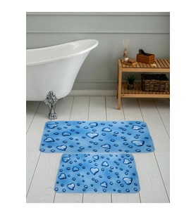 Rovigo Home Dijital Baskılı 2'li Banyo paspas Takımı RVG5087 (Mavi)