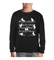 Cats and Notes Siyah Çocuk Sweatshirt
