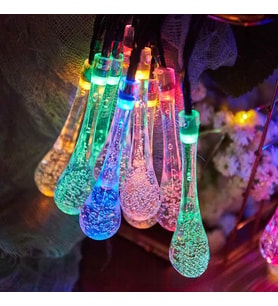 7m 50 Led Damla 8 Fonksiyonlu Solar Panelli-RGB
