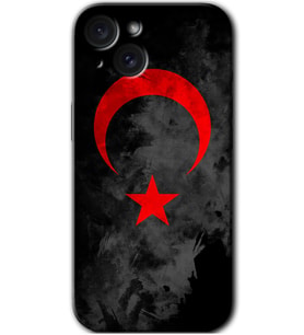 İphone 15 Kılıf HD Desen Baskılı Kılıf - Black Ayyıldız