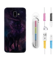 Samsung J6 Plus J7 Prime J7 Pro M20 Kılıf Kablo Koruma Spiral Silikon Black Purple Wolf 1791