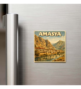 Amasya Şehri - Pop-Art Travel - 9x9 cm Buzdolap Magneti