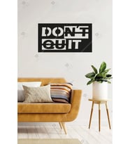 Ahşap Don't Quit Inspirational Duvar Dekoru - Kolay Montaj - 20x40 Cm (Beyaz)