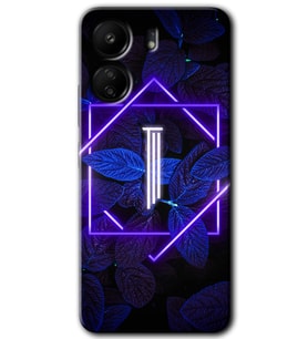 Xiaomi Redmi 13C Kılıf HD Desen Baskılı Kılıf - Dark Neon Yaprak I Harfi