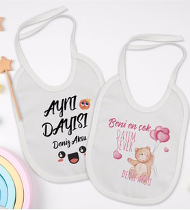 BK Kids Kişiye Özel Dayı Tasarımlı 2’li Beyaz Mama Önlüğü-1