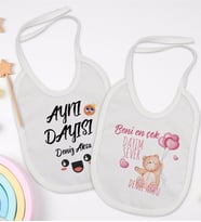 BK Kids Kişiye Özel Dayı Tasarımlı 2’li Beyaz Mama Önlüğü-1