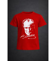 Erkek-Kız Çocuk ATATÜRK Baskılı Kısa Kollu T-Shirt 23 Nisan-10 Kasım-19 Ekim-Özel Bayramlar