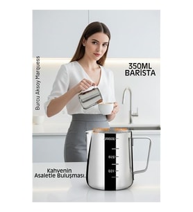 İnox 350ml Barista Süt Sürahisi - Süt Köpürtme Potu -  Paslanmaz Çelik