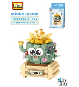 Loz Mikro Blok Serisi Kaktüs Figürü 450 Parça Oyuncak Yapım Seti FFLZ-8834