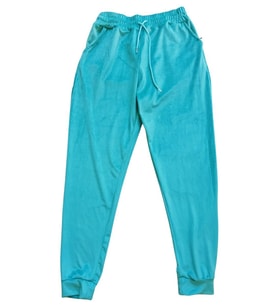 Parlak Kadife Cepli Pantolon Eşofman Pijama Altı Unisex Lastikli Paça Yeşil