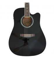 Almira F650N-BKC Elektro Akustik Gitar - Siyah (Başlangıç/Orta - Cutaway Kasa)  Siyah Parlak Cila, Kesik Kasa (Cutaway), Dahili Akort Cihazlı Preamp Sistemi  Ölçüler: 41 İnç Standart Dreadnought