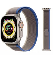 Apple Watch Ultra 49 MM Uyumlu Trail Loop Kordon Dokuma Hasır Kordon (Mavi Gri)