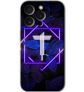 İphone 15 Pro Kılıf HD Desen Baskılı Kılıf - Dark Neon Yaprak T Harfi