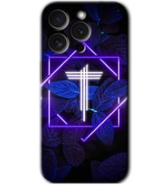 İphone 15 Pro Kılıf HD Desen Baskılı Kılıf - Dark Neon Yaprak T Harfi
